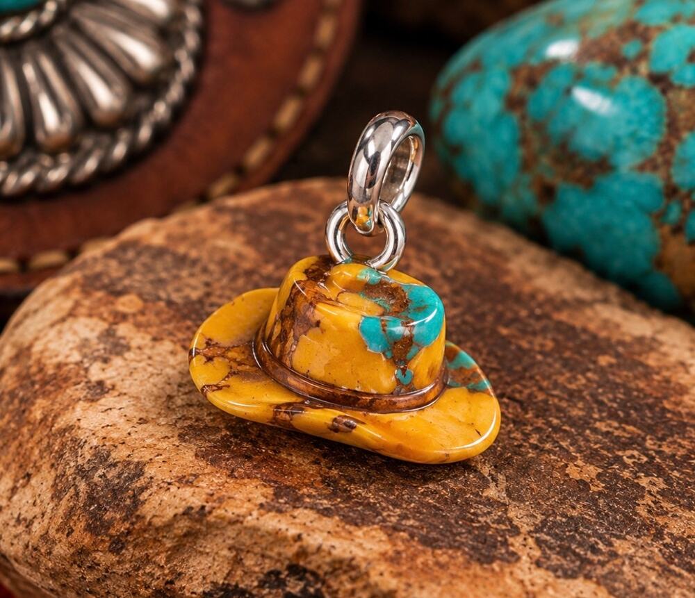 Christopher McCray Hand-Carved Orange Spiny Cowboy Hat Charm – Southwestern